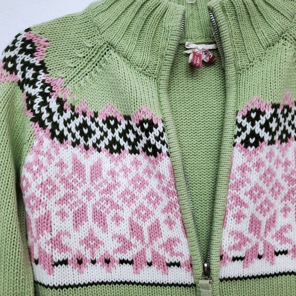 Vintage Heirloom Fair Isle Full Zip Nordic Y2K 90's Cardigan Sweater Size Small - Picture 10 of 15
